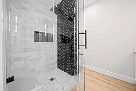a bathroom with a shower