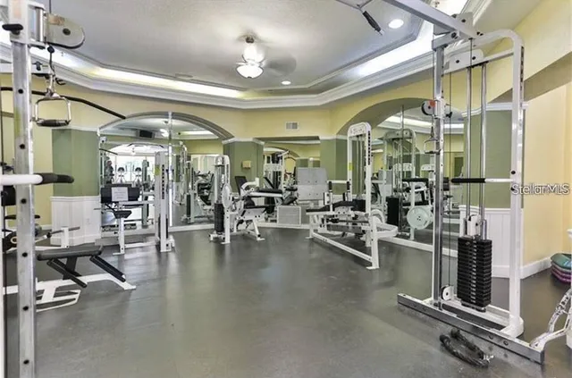 a view of a room with gym equipment