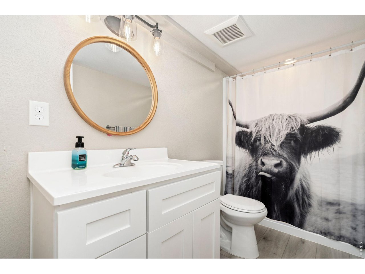 5259 Odessa Lake Street Timnath, CO 80547 - Photo 24 of 30 a bathroom with a toilet a sink and mirror