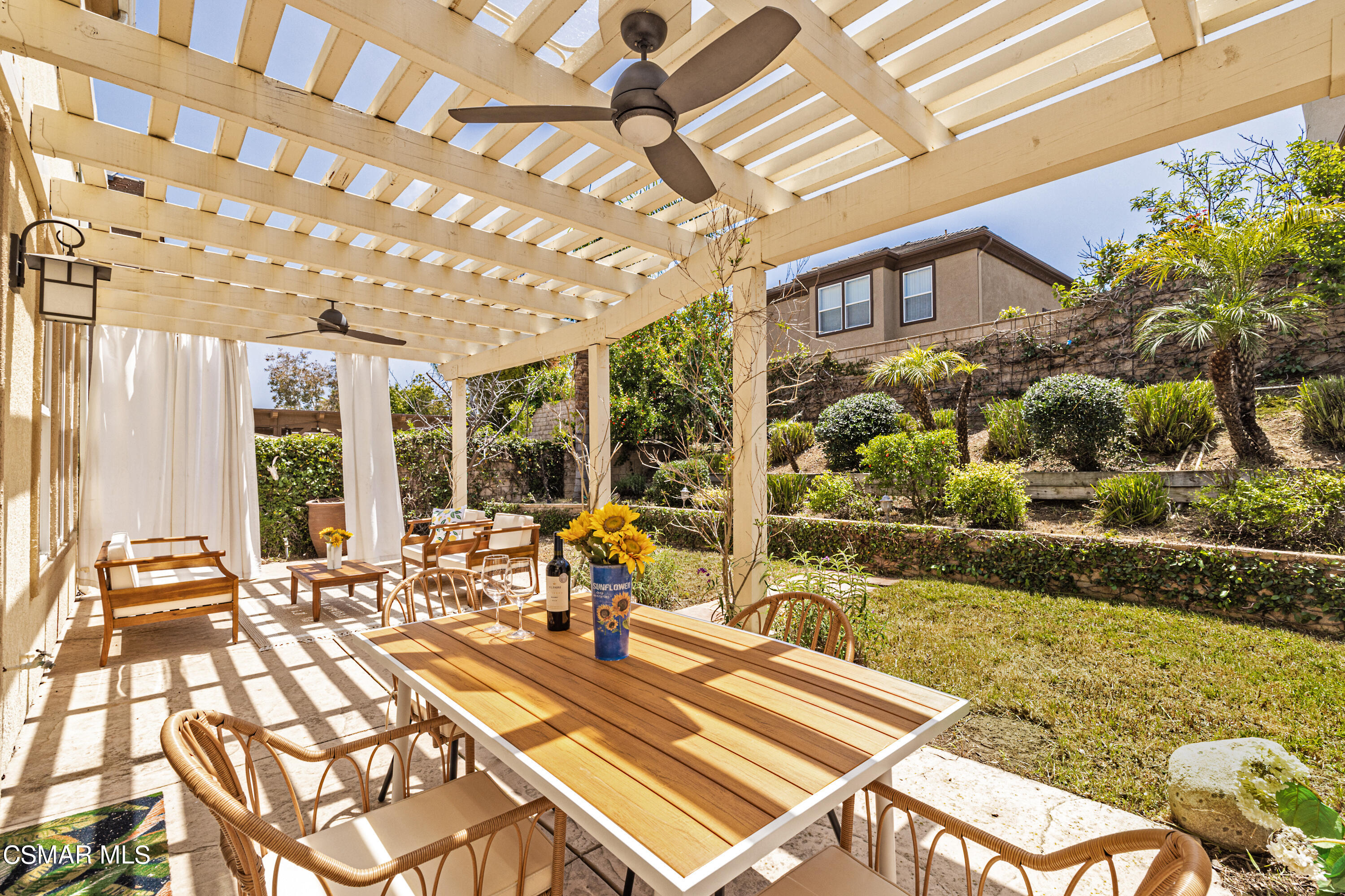 110 Park Hill Road Simi Valley, CA 93065 - Photo 32 of 36 a view of a patio with table and chairs and potted plants