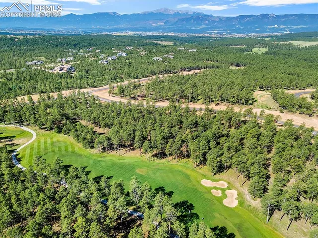 a view of a lush green outdoor space with a lake view