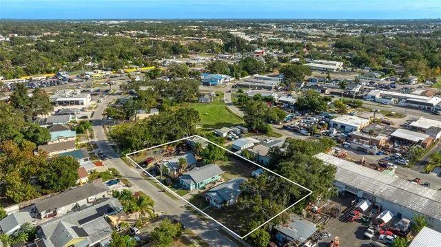 an aerial view of multiple house