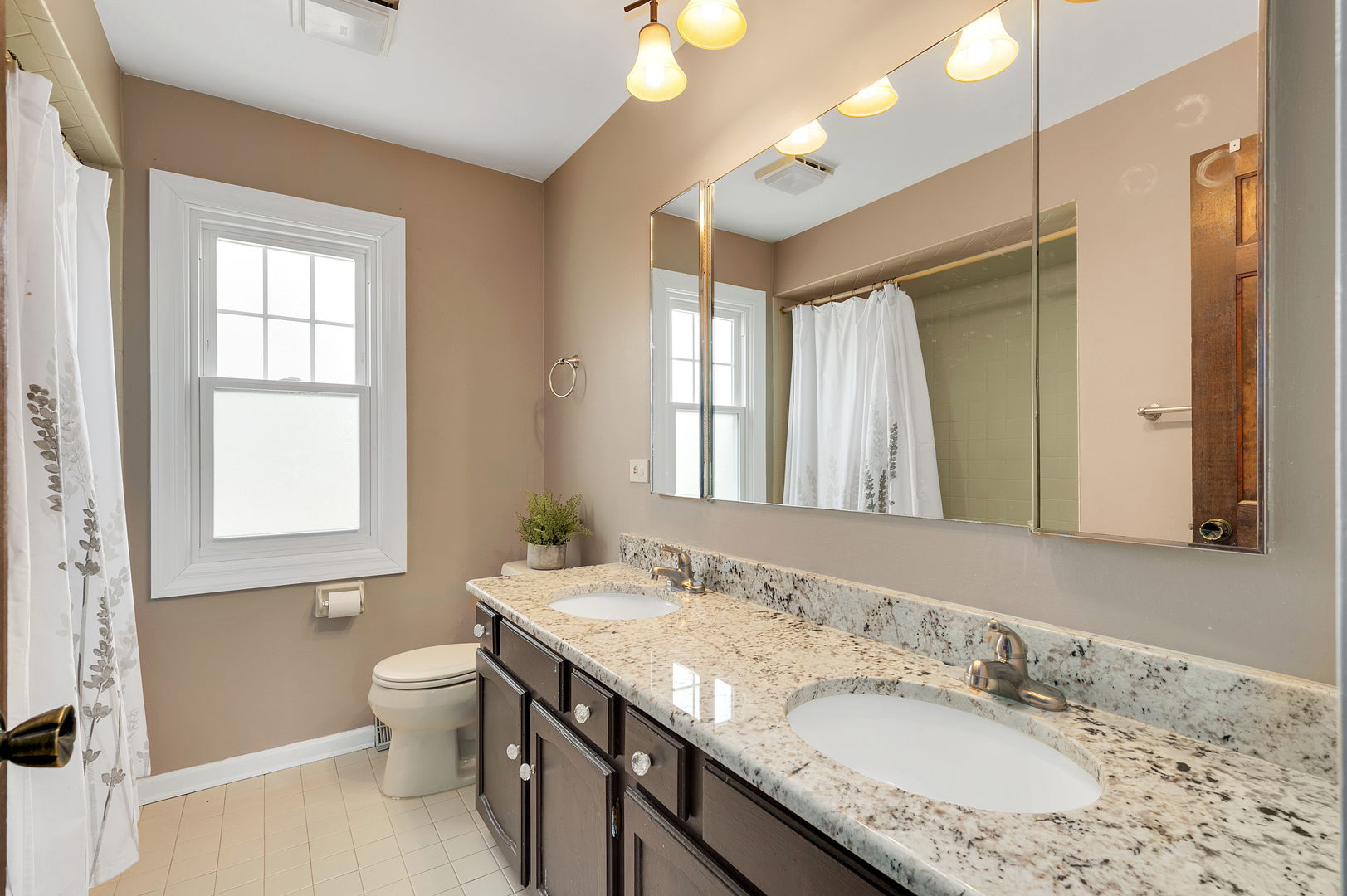 2S567 White Birch Lane Wheaton, IL 60189 - Photo 20 of 31 a bathroom with a granite countertop sink a toilet and a mirror