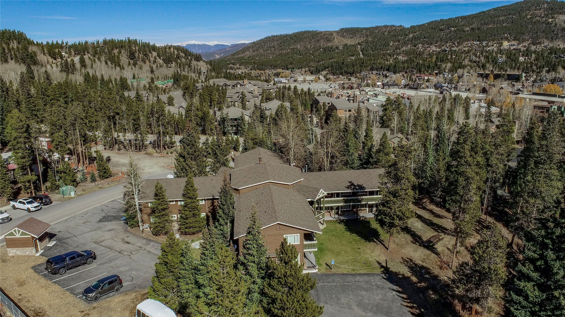 110 Sawmill Road, Unit 7A Breckenridge, CO 80424 - Photo 23 of 27 Aerial view with a mountain view