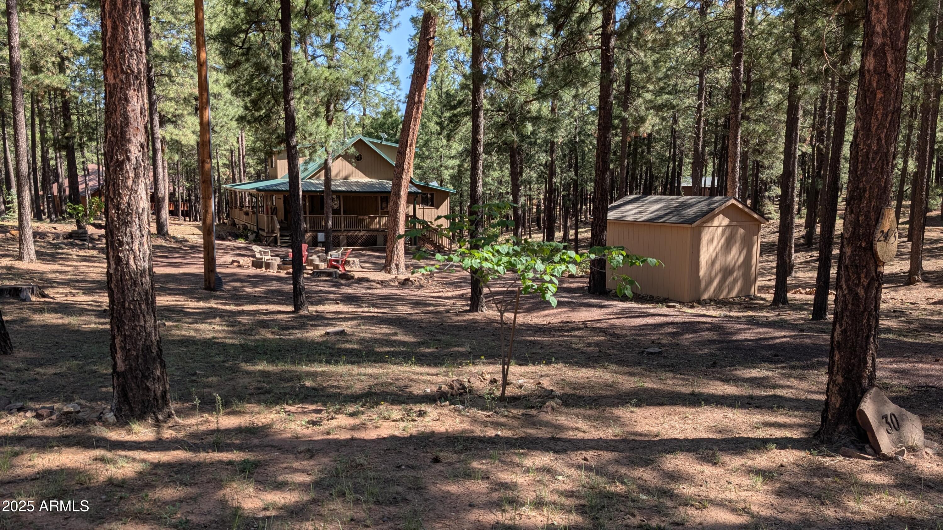 2425 Tall Trees Loop Forest Lakes, AZ 85931 - Photo 36 of 43 a backyard of a house with wooden floor