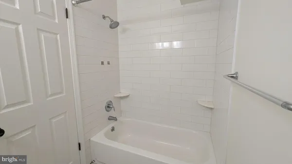 a bathroom with a bathtub