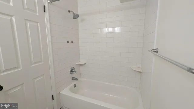 a bathroom with a bathtub