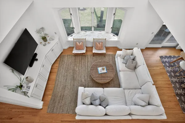 a view of a swimming pool with a patio