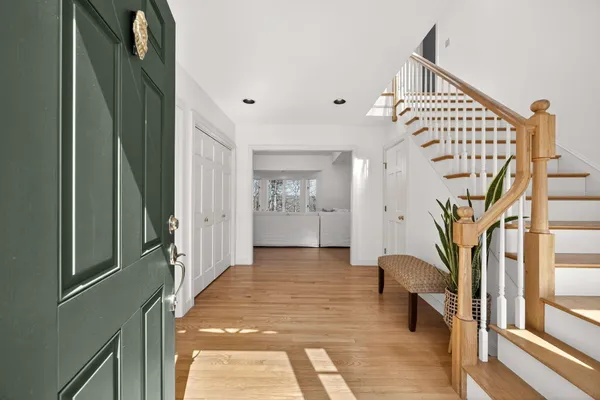 a dining room with table and chair