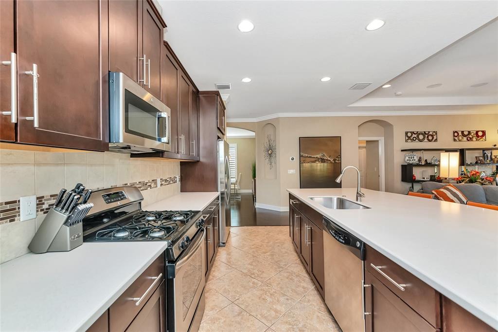 12848 Del Corso Loop Lakewood Ranch, FL 34211 - Photo 16 of 70 a kitchen with stainless steel appliances a sink stove and cabinets