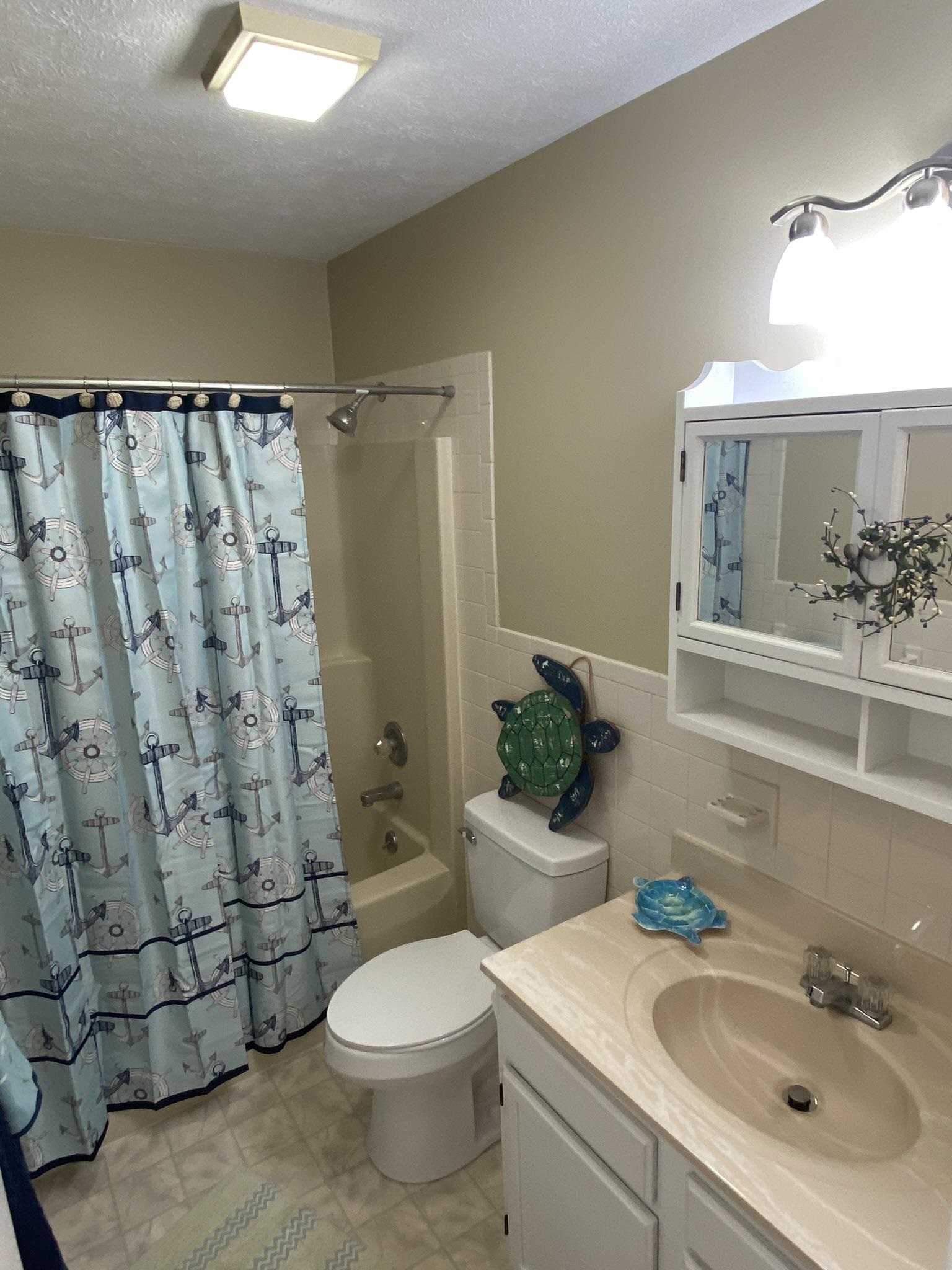 611 Stover Shop Road Churchville, VA 24421 - Photo 42 of 71 a bathroom with a sink a toilet and shower curtain