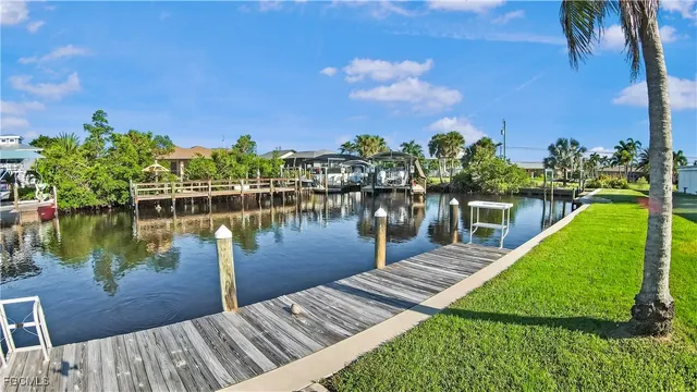 a view of a lake with houses
