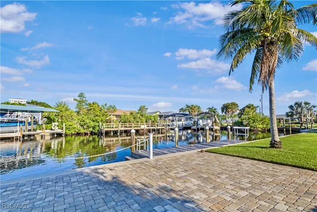 a view of a swimming pool with a garden