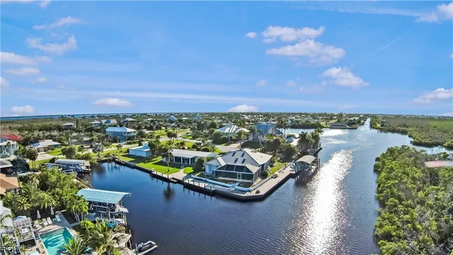 a view of a lake with houses