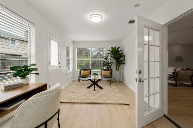 a living room with furniture