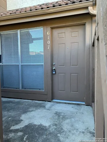 a view of wooden door