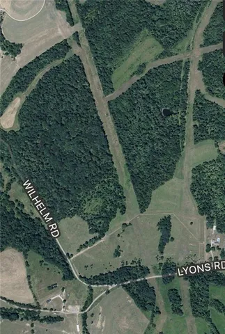 an aerial view of a yard