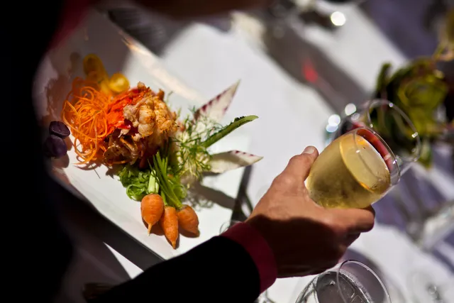 a view of a chandelier