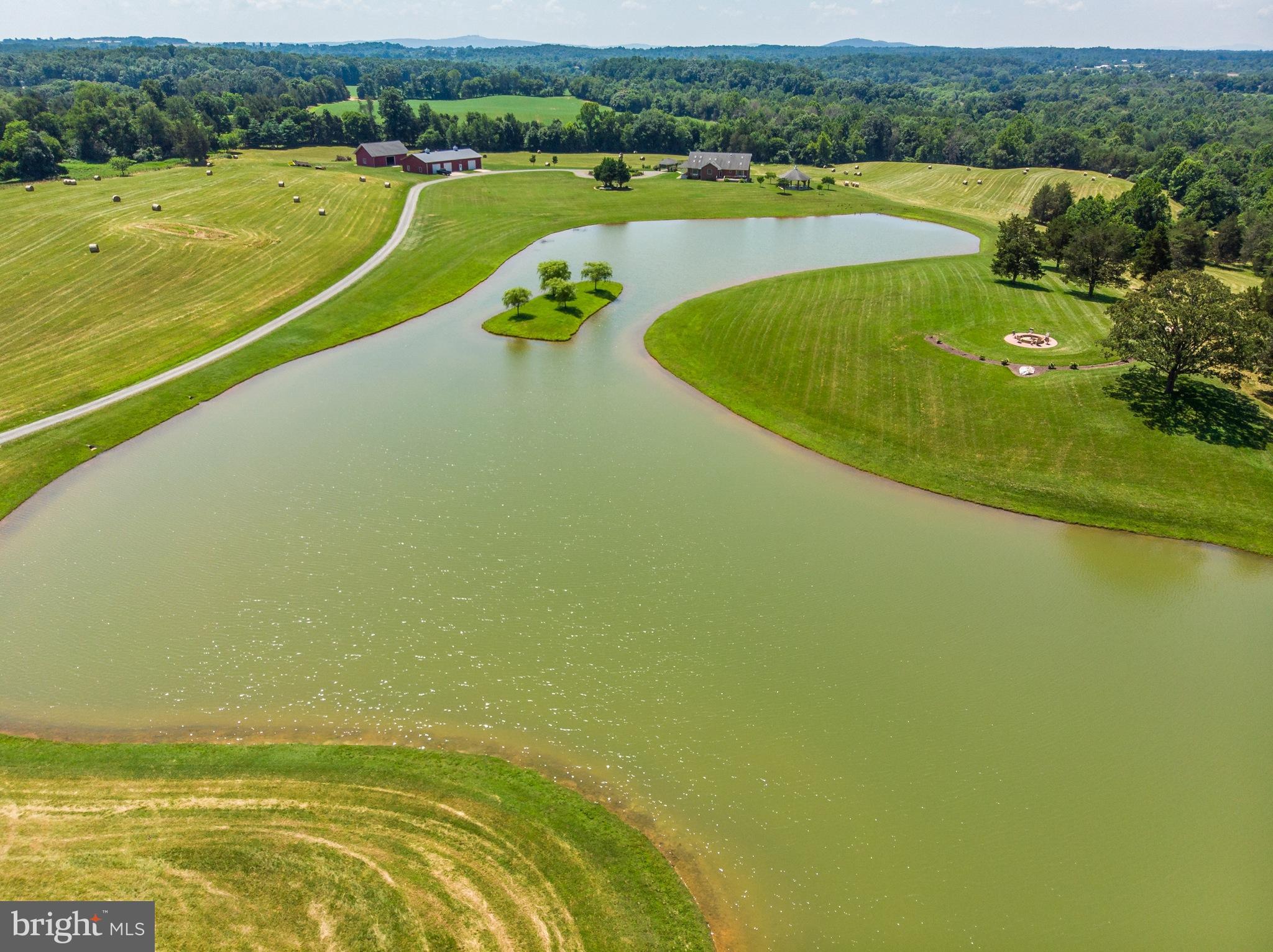 Man made lake with small private island