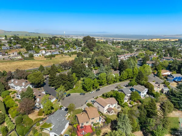 an aerial view of multiple house