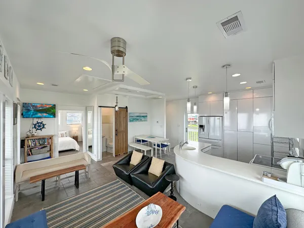 a living room with furniture