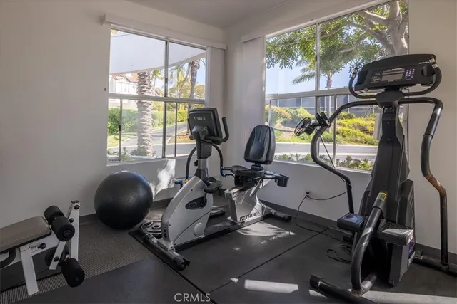a room with gym equipment