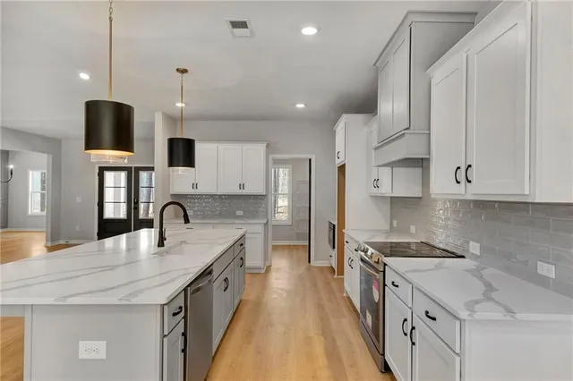 a view of a bathtub in a room