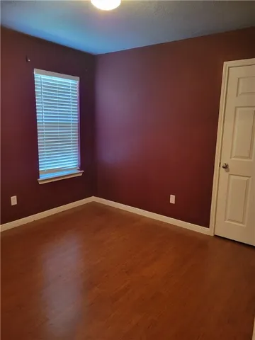 an empty room with a workbench