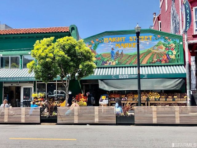 a group of people sitting in front of retail shop