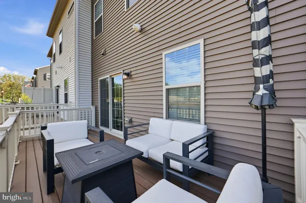 a view of a patio with couches