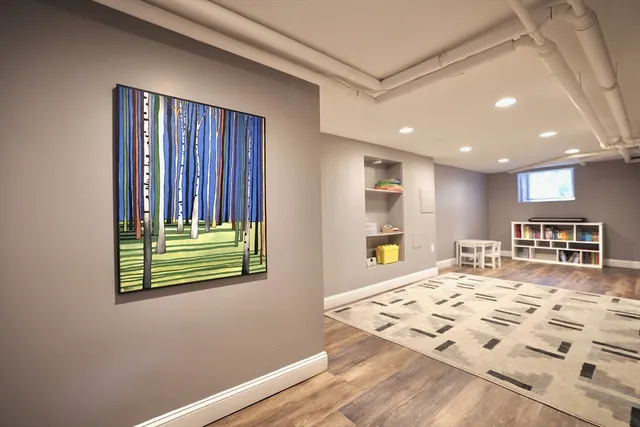 a view of kitchen with wooden floor