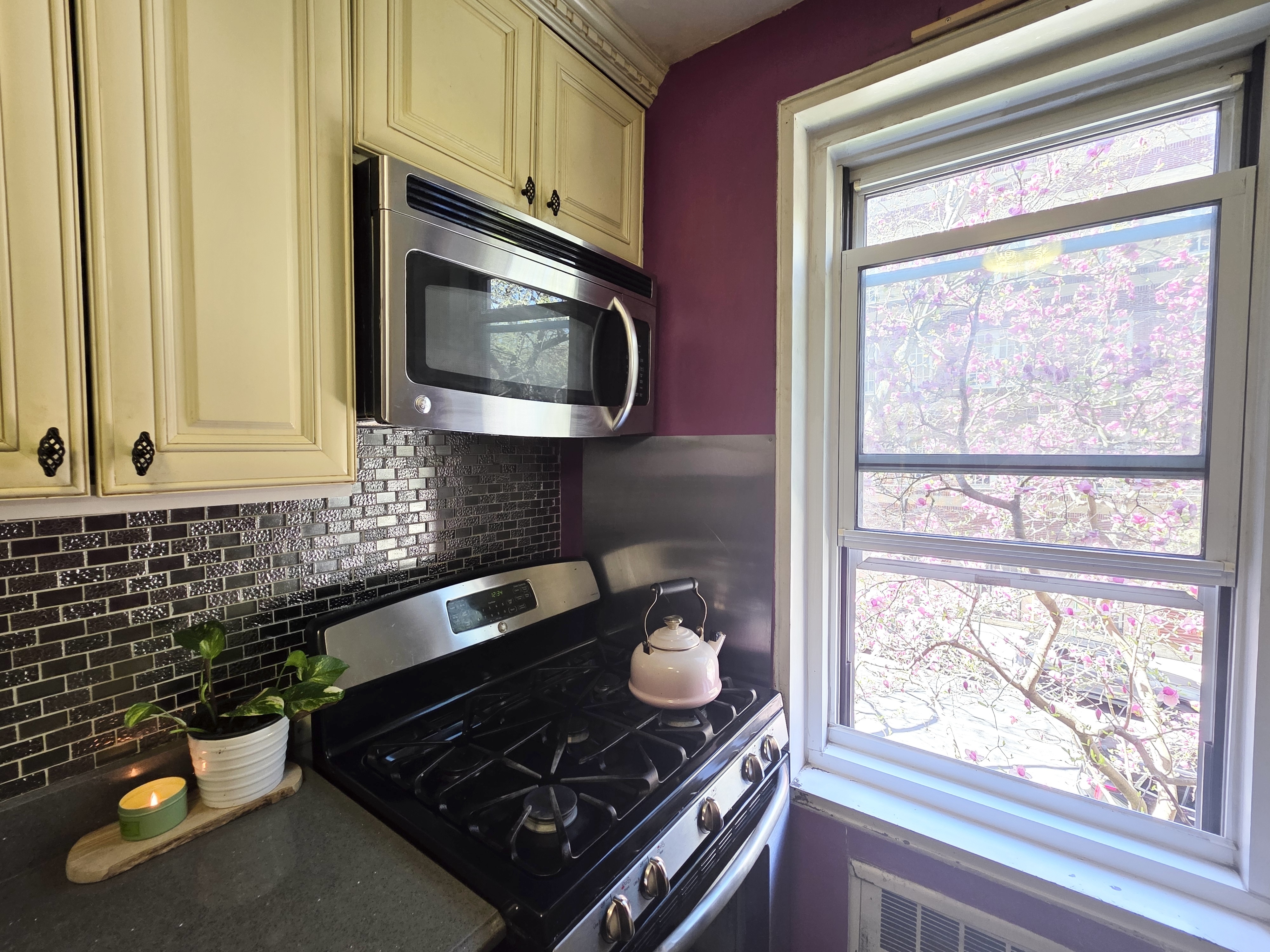 Undisclosed Address Queens, NY 11372 - Photo 9 of 9 a kitchen with a stove and a microwave