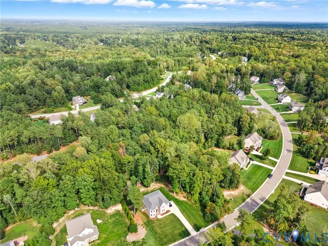 a view of a city with lush green forest