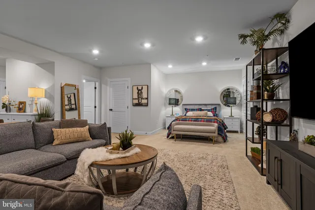 a living room with furniture and a couch