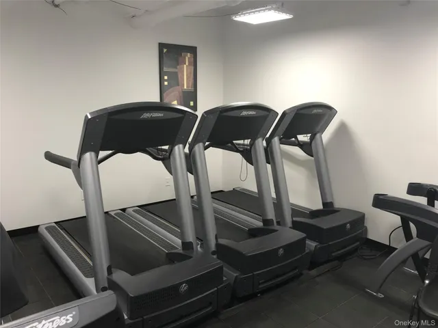 a room with gym equipment