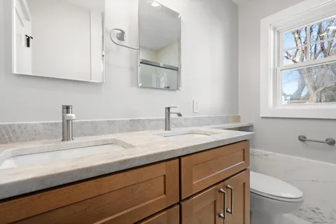 a bathroom with a sink and a toilet