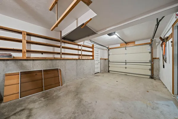 a view of a room with racks on the wall