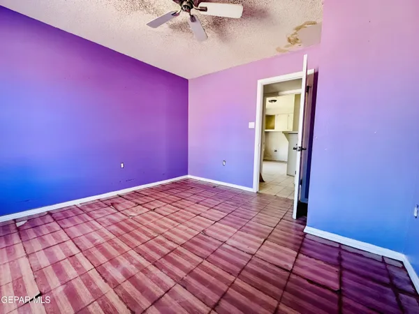 a view of a room with a window