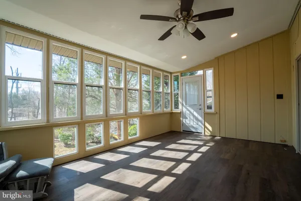 a view of a house with a large window