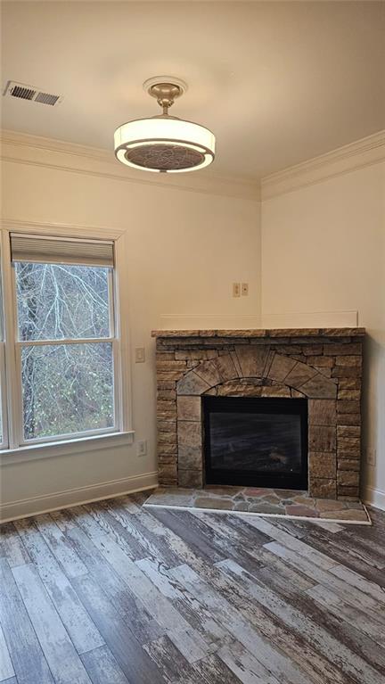 3533 Peacock Road Alpharetta, GA 30004 - Photo 18 of 21 wooden floor fireplace and window in an empty room