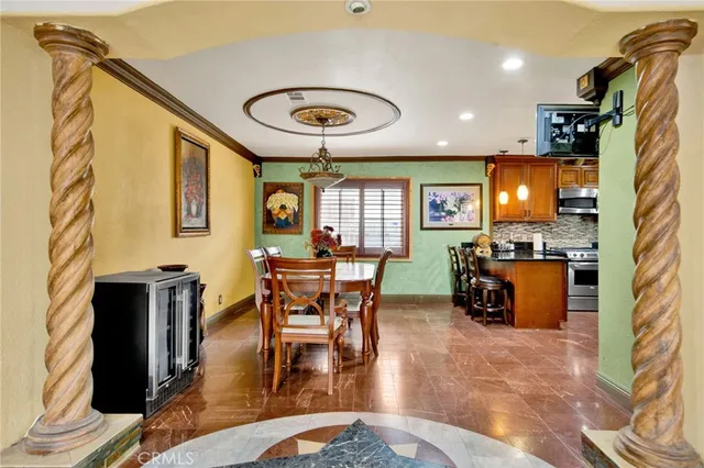 a view of a park with palm trees