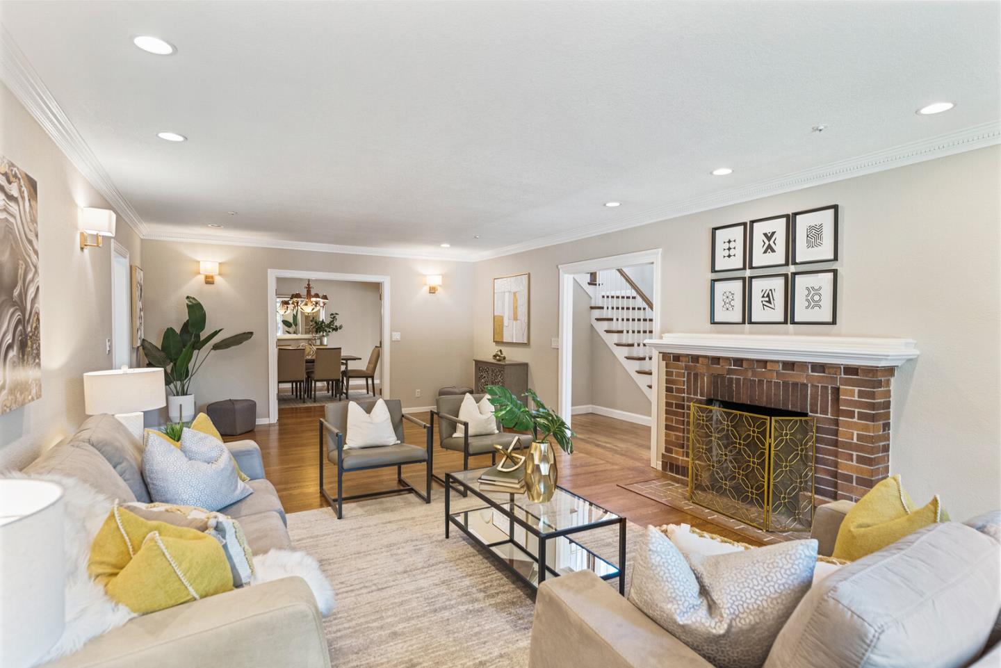 1416 Columbus Avenue Burlingame, CA 94010 - Photo 7 of 39 a living room with furniture and a fireplace