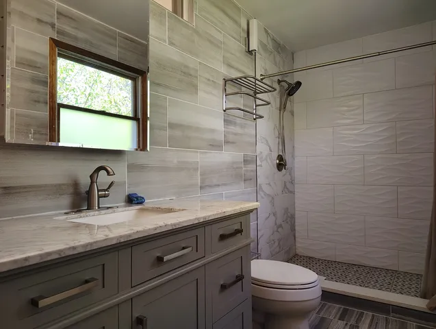 a view of workspace with wooden floor
