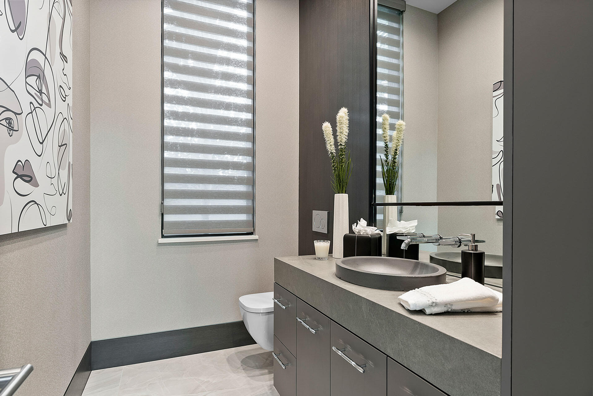 372 East Alexander Palm Road Boca Raton, FL 33432 - Photo 39 of 95 a bathroom with a granite countertop sink and a mirror