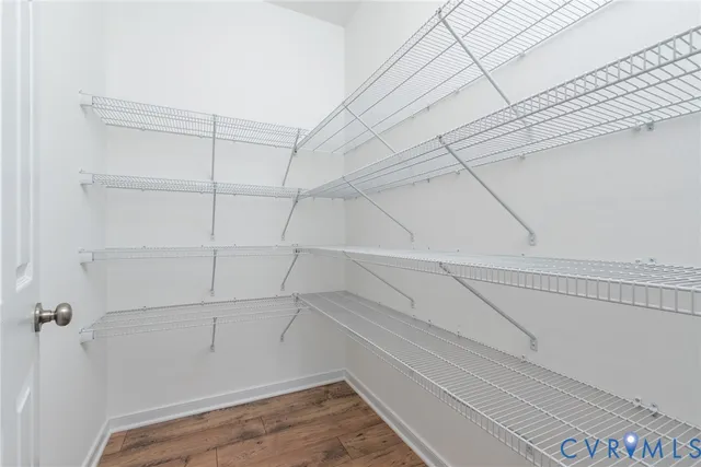 a view of a room with racks on the wall