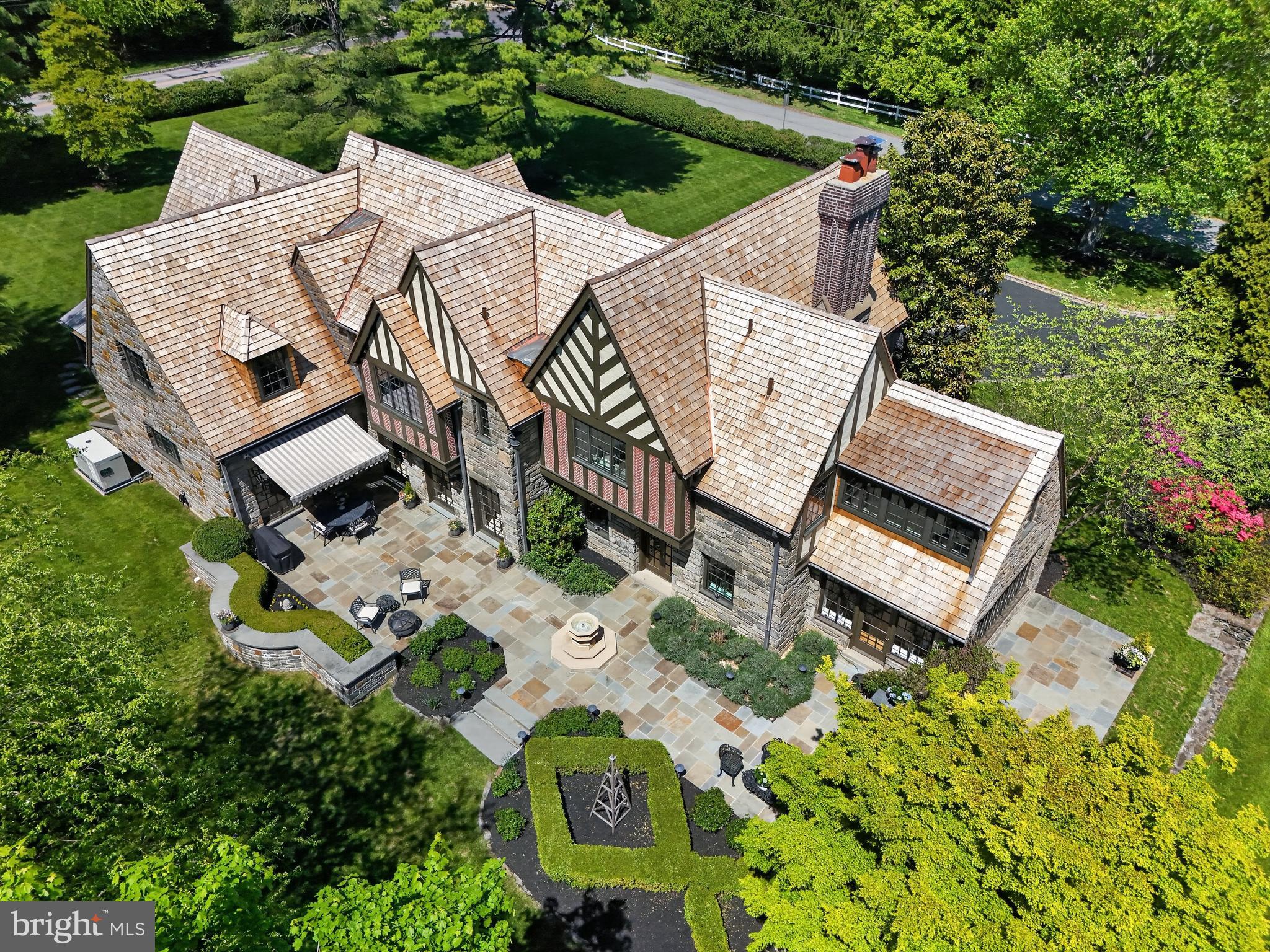 56 Tunbridge Road Haverford, PA 19041 - Photo 3 of 60 Aerial View of Rear Facade w/Terraces