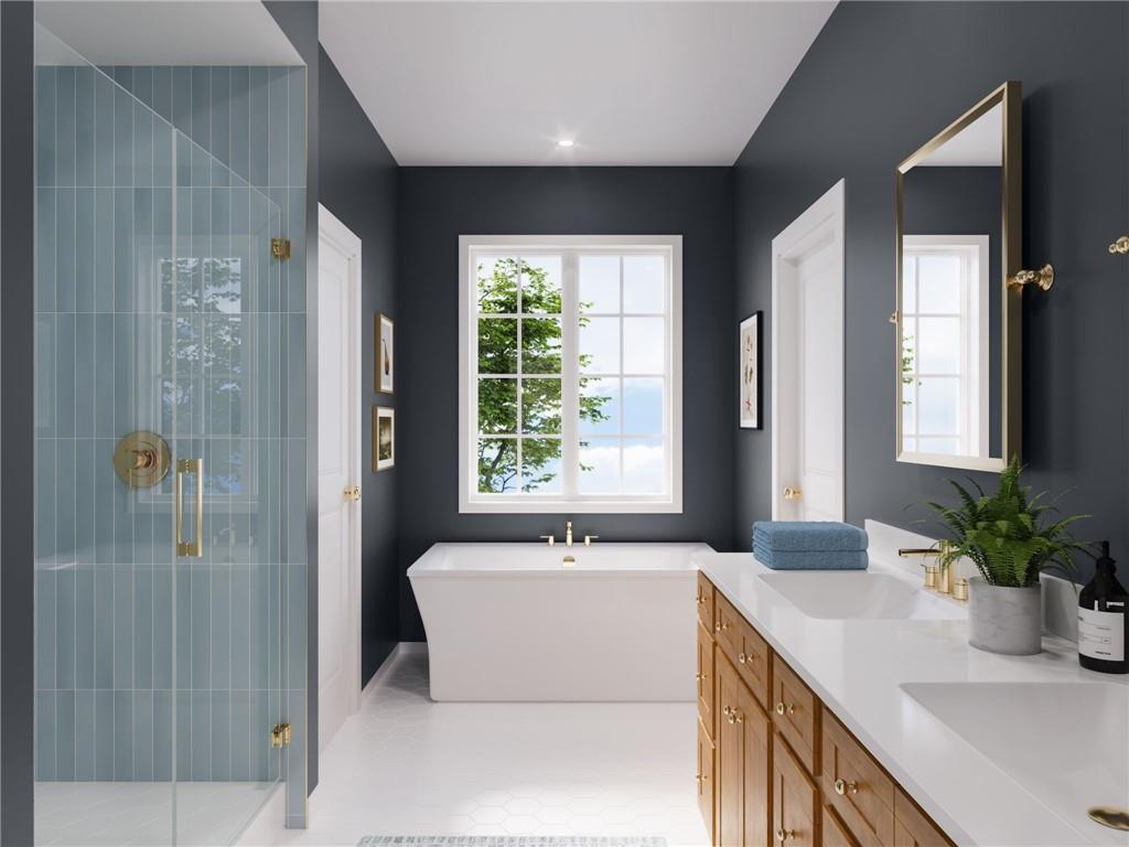 102 Ramsgate Road, Unit WEATHERBY Cranberry Township, PA 16066 - Photo 18 of 37 a bathroom with a bathtub and a sink