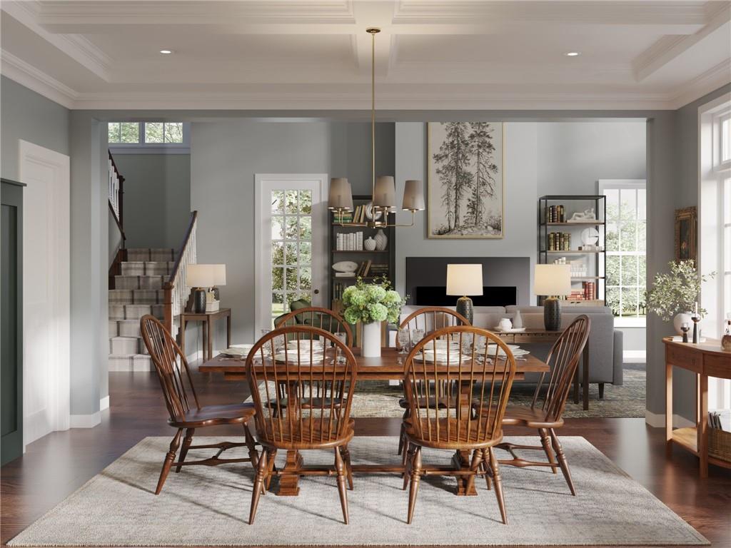 102 Ramsgate Road, Unit WEATHERBY Cranberry Township, PA 16066 - Photo 8 of 37 a view of a dining room with furniture window and wooden floor