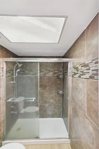 a bathroom with a shower