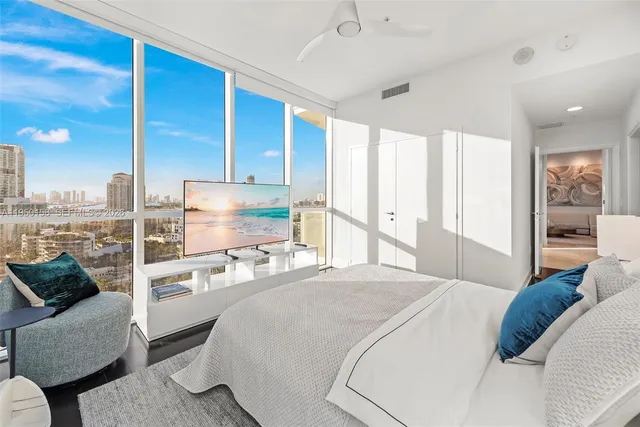 a view of a city with tall buildings